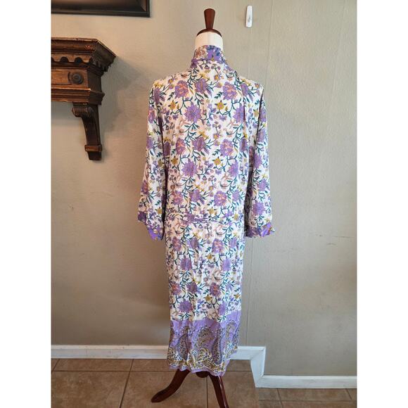 NWT World Market Purple Floral Robe One Size Pockets - Picture 2 of 6